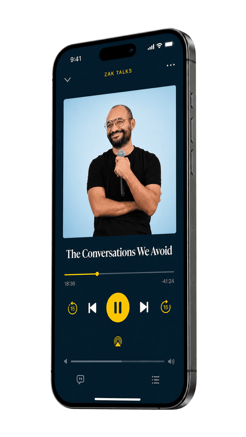 Modern phone playing The Conversations We Avoid on ZakTalks